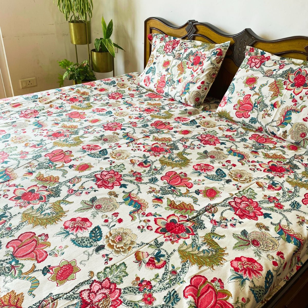 Florence Bedsheet Set 100% Cotton, King Size, 100" x 108" - Coral Slub -